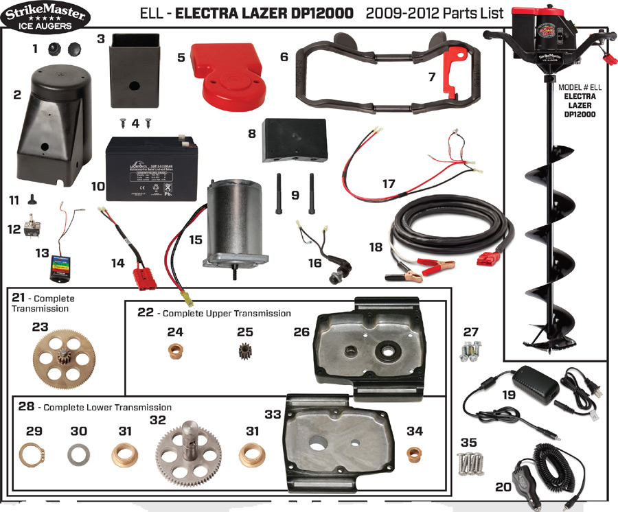 Strikemaster ELL (Electra Lazer) DP12000 Series 20092012 Ice Auger Parts